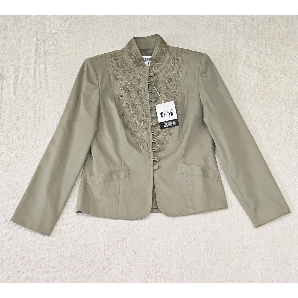 NWT VTG Together! Size 6 Long Sleeve Embroidered Mandarin Collar Lined Blazer